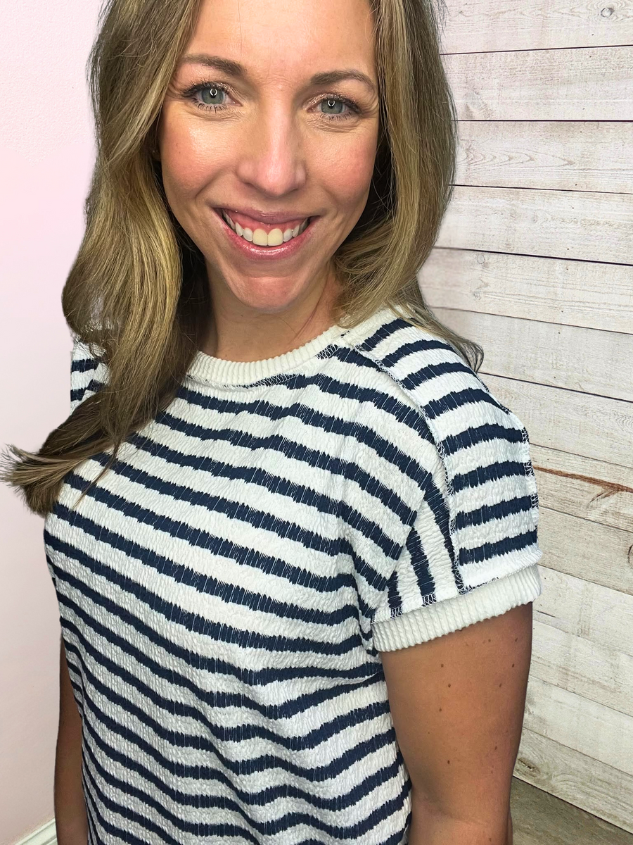 "Backyard Barbeque" Textured Striped Top