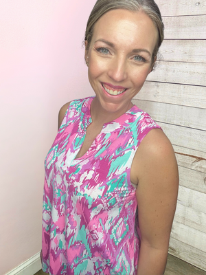 "Chic Mindset" Pink/Mint Lizzy Tank Top