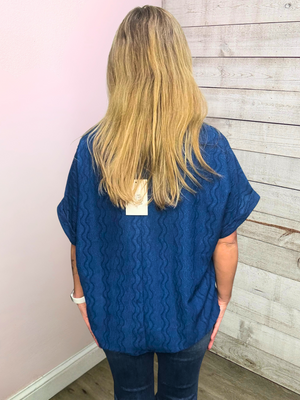 "Beachy Dreams" Navy Textured Top