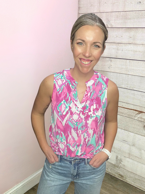 "Chic Mindset" Pink/Mint Lizzy Tank Top