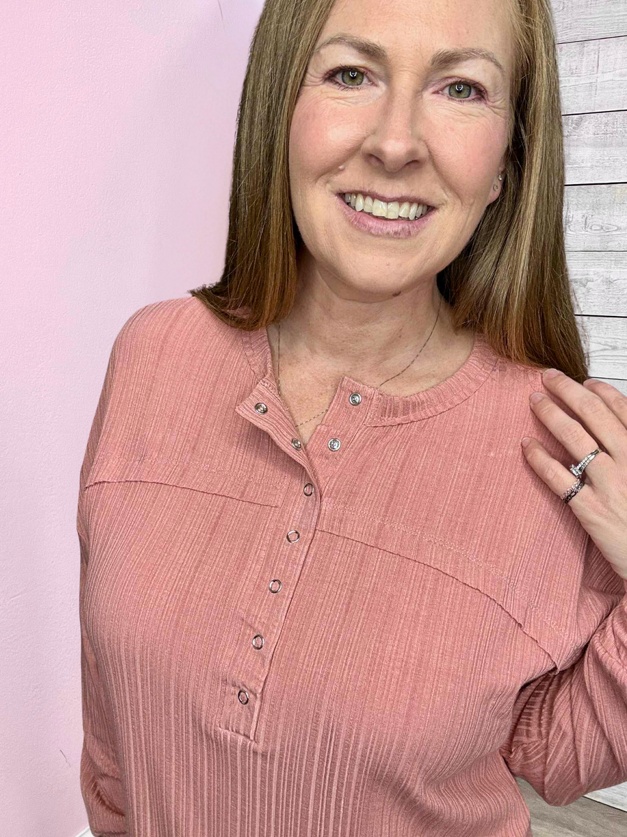 "Sweet To Me" Mauve Button Top