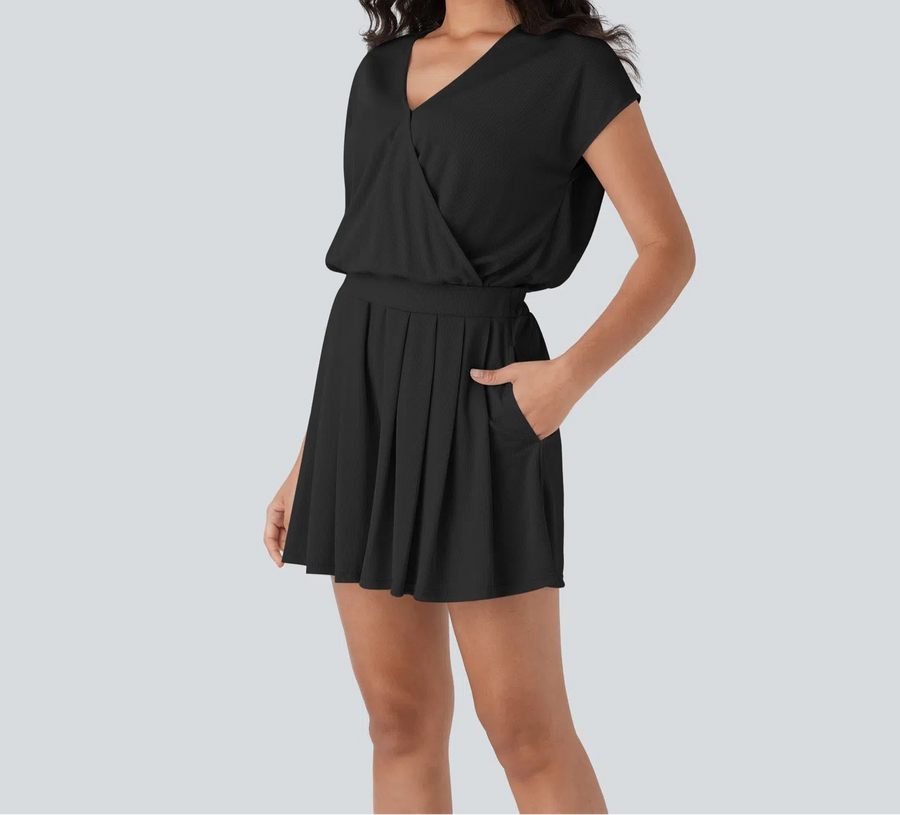 "Never Giving Up" Black Waffle Romper