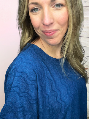 "Beachy Dreams" Navy Textured Top