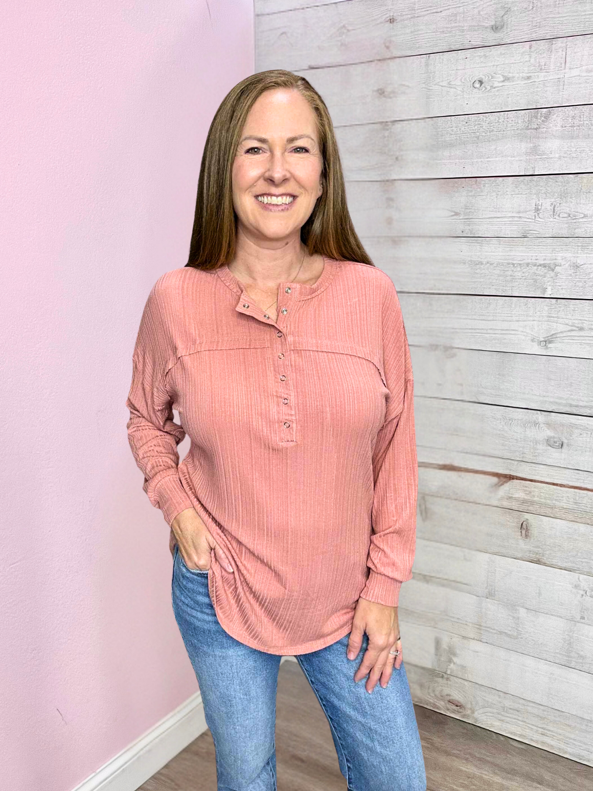 "Sweet To Me" Mauve Button Top