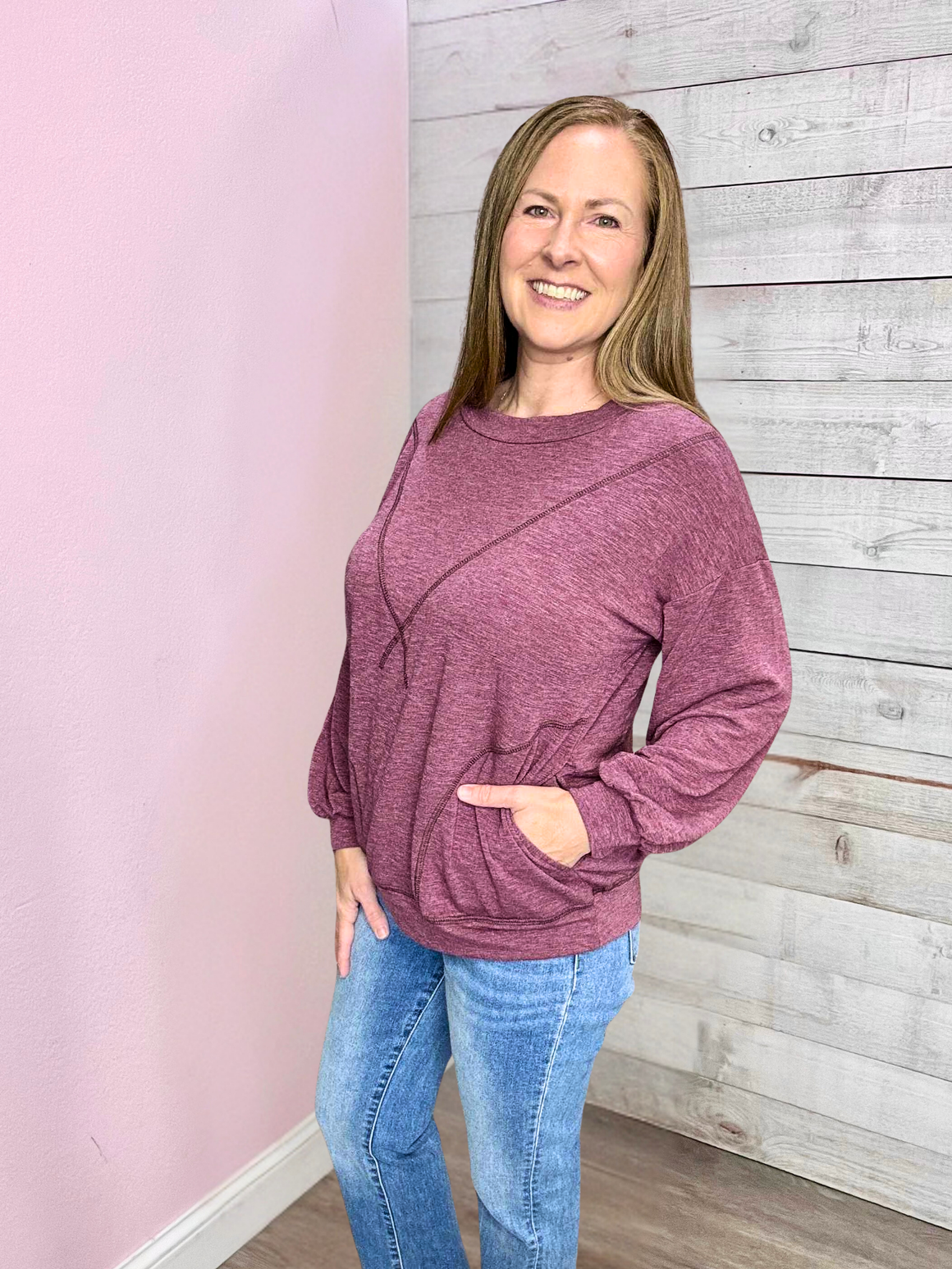 "Love Finds You" Plum Sweatshirt w/Pockets
