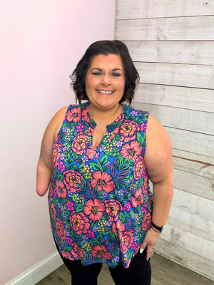 "Garden Glam" Multi-Color Floral Lizzy Tank Top
