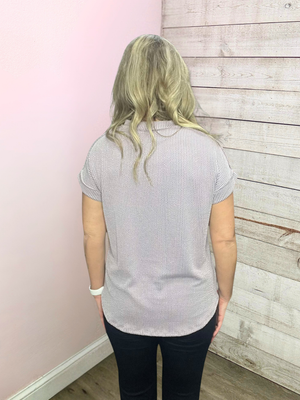 "Casual Outing" Ribbed Short Sleeve Top- Lavender