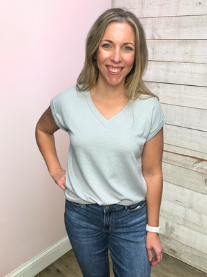 "Boho Energy" Waffle Knit Short Sleeve Top