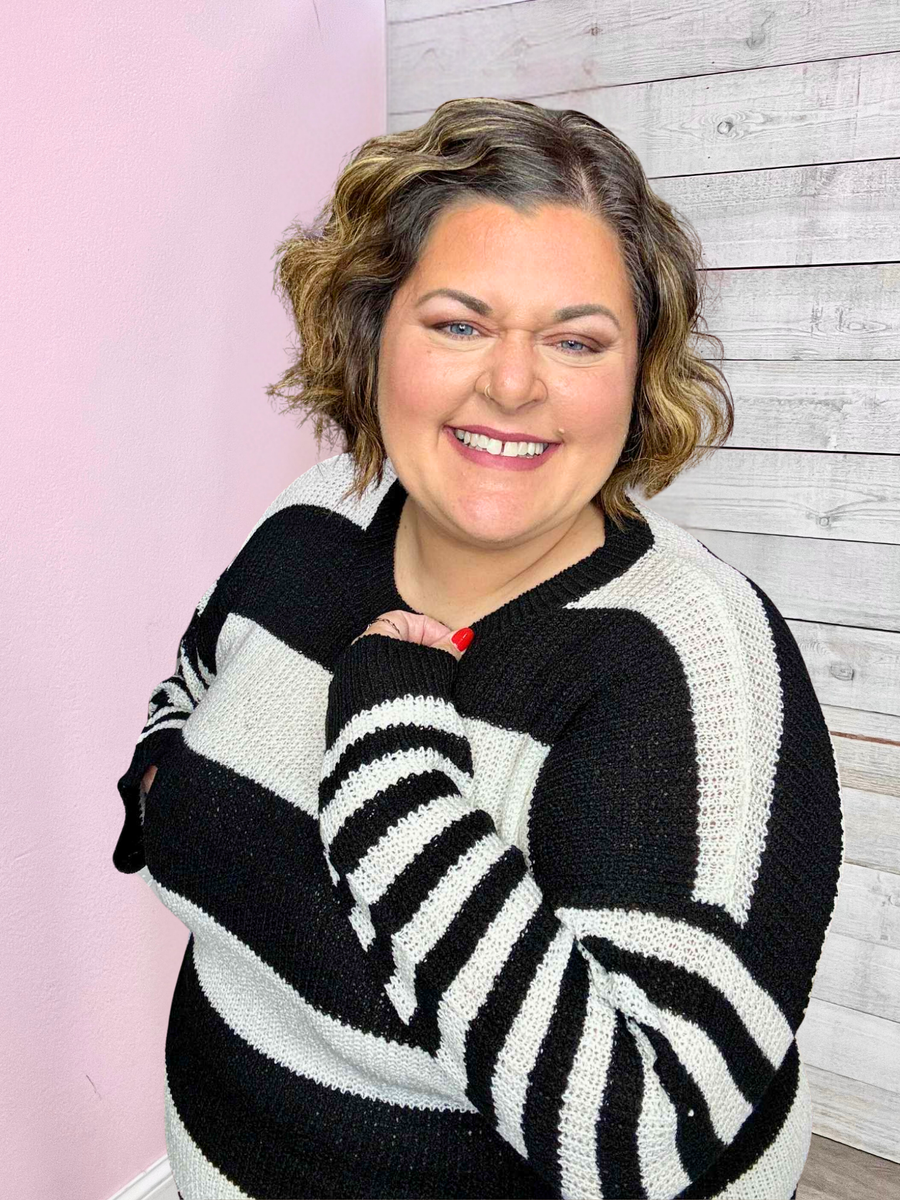 "Good Intentions" Black/White Striped Sweater