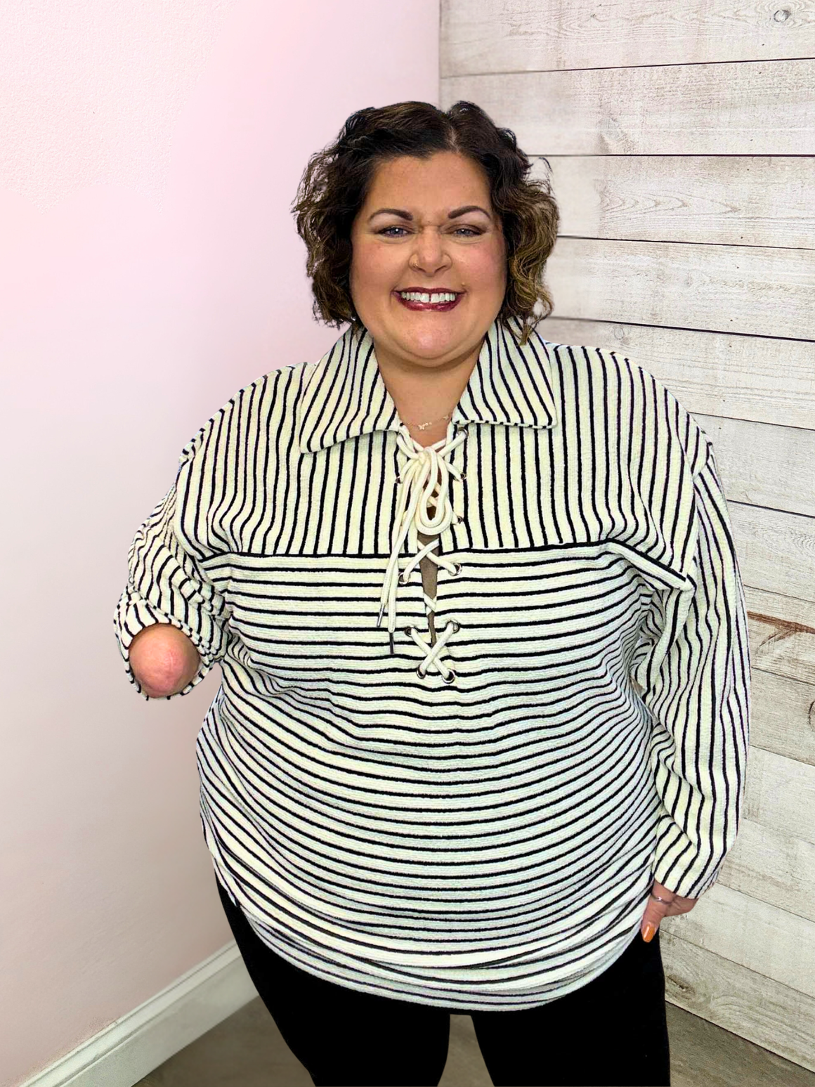 "Wander with Me" Black/White Striped Top