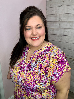 "Brunch With Bestie" Magenta Lizzy Short Sleeve Top
