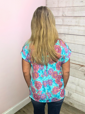 "Wildflower Wonder" Paisley Floral Lizzy Short Sleeve Top