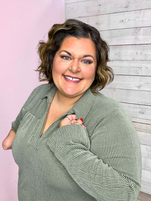 "Casual Moment" Ribbed V Neck Top