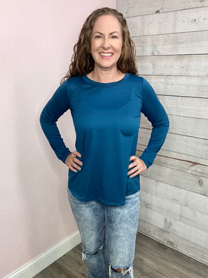SBS "Wanderer" Solid Long Sleeve Top- Teal