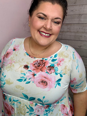 "Hours Of Flowers" Ivory Floral Dress **FINAL SALE**