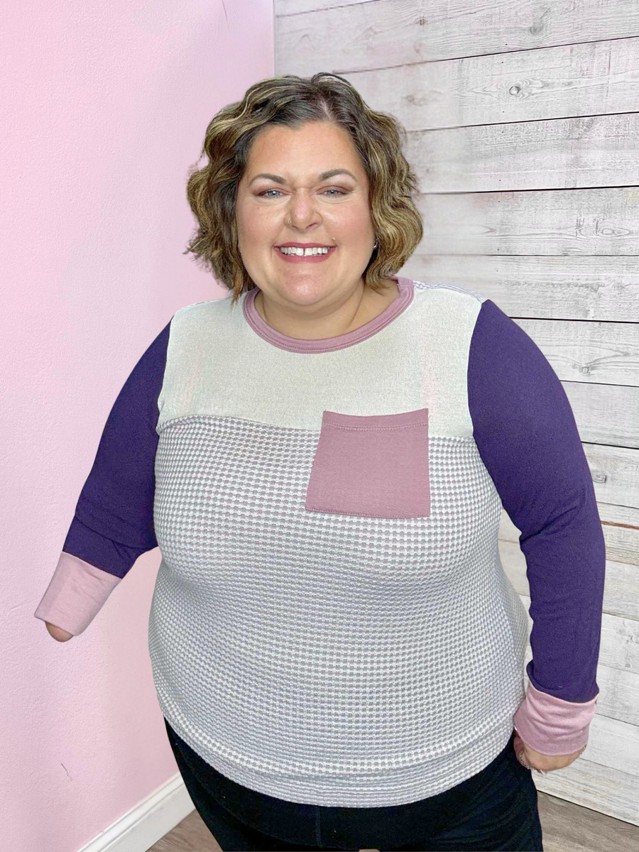 "You Earned It" Purple Colorblock Top