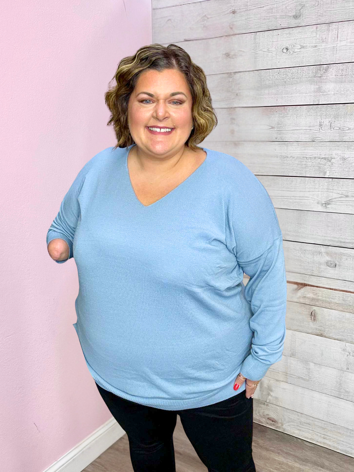 "Wine Tasting" Lightweight Sweater- Blue