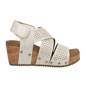 "Guilty Pleasure" Corky Wedge Sandal- Ivory Snake