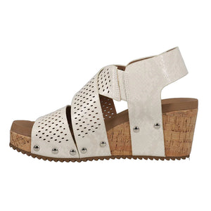 "Guilty Pleasure" Corky Wedge Sandal- Ivory Snake