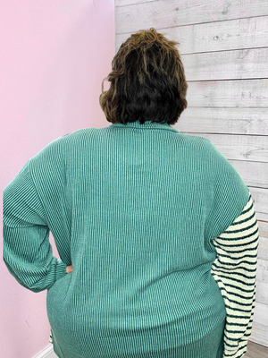 "Falling Leaves" Striped Contrast Shacket