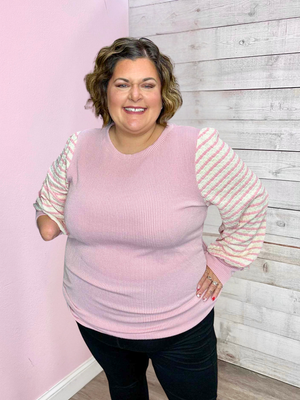"Blush Breeze" Pink Striped Top