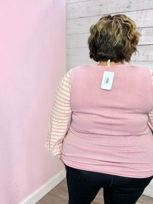 "Blush Breeze" Pink Striped Top