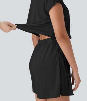 "Never Giving Up" Black Waffle Romper