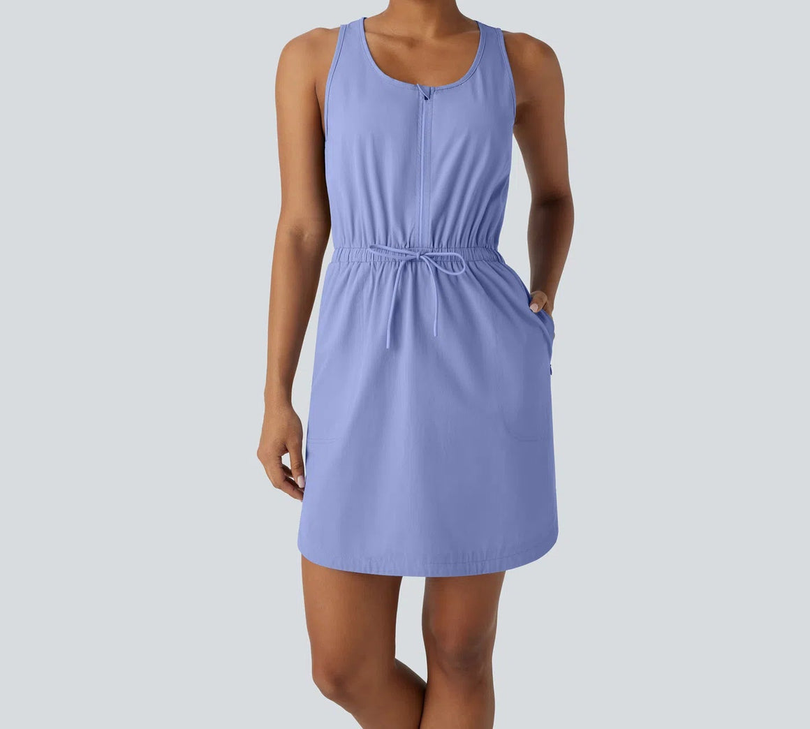 "Worth the Risk" Water Repellent Blue Dress