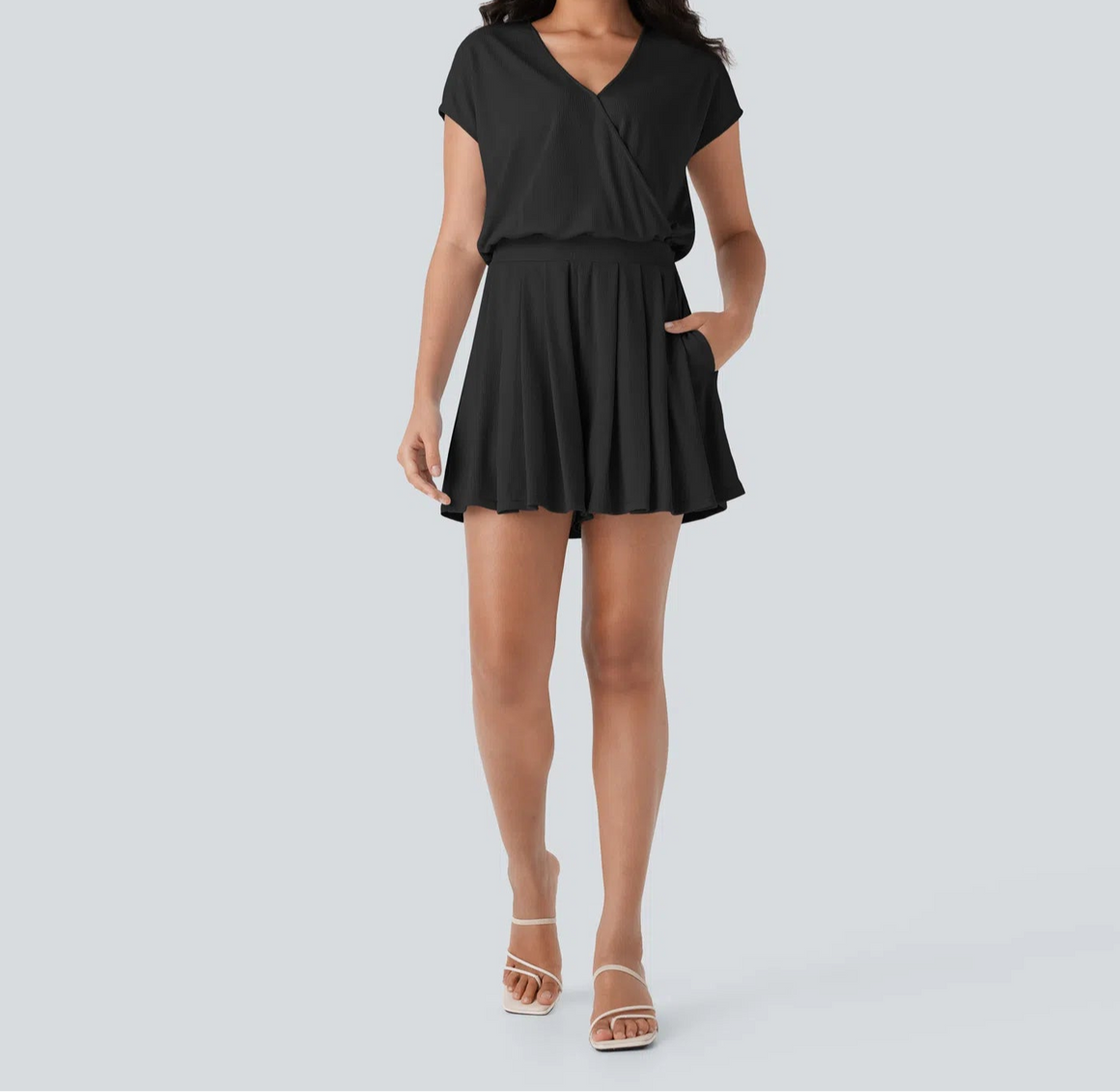"Never Giving Up" Black Waffle Romper