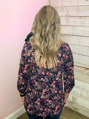 "Midnight Bloom" Navy Floral Luxe Lizzy Top