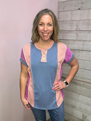 "Sweet Energy" Ribbed Colorblock Top