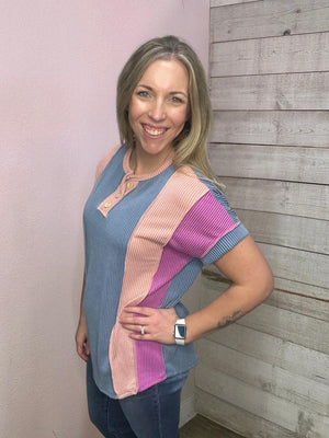 "Sweet Energy" Ribbed Colorblock Top