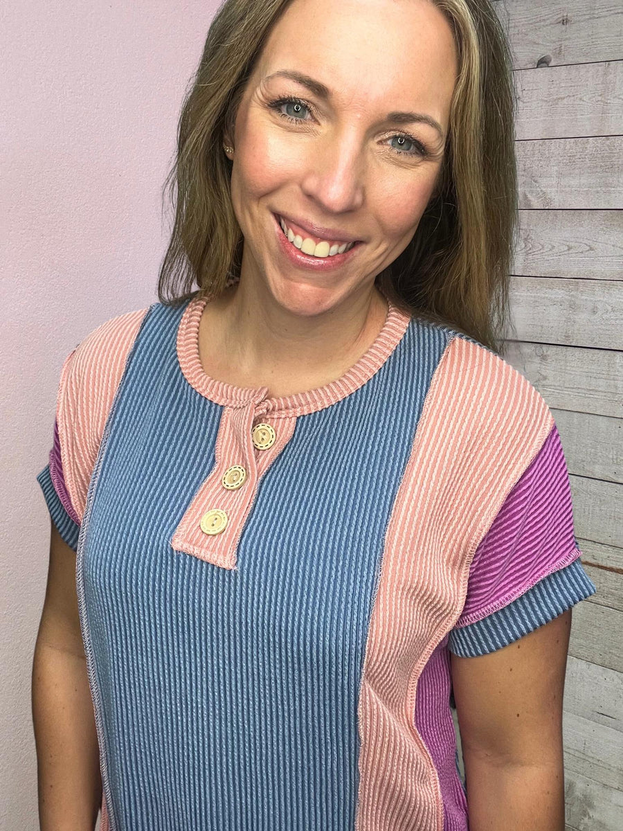 "Sweet Energy" Ribbed Colorblock Top