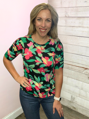 "Picnic Ready" Floral Top- Black