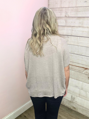 "Final Touch" Short Sleeve Cardigan- Khaki