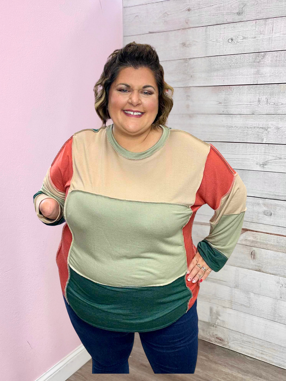 "Autumn Avenue" Colorblock Top