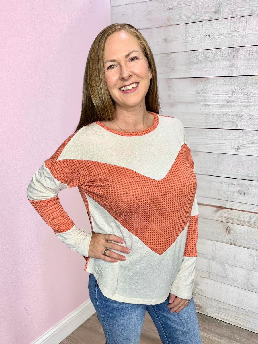 "Hold That Thought" Orange Chevron Top