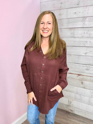 "So Devine" Button Down Tunic Shirt