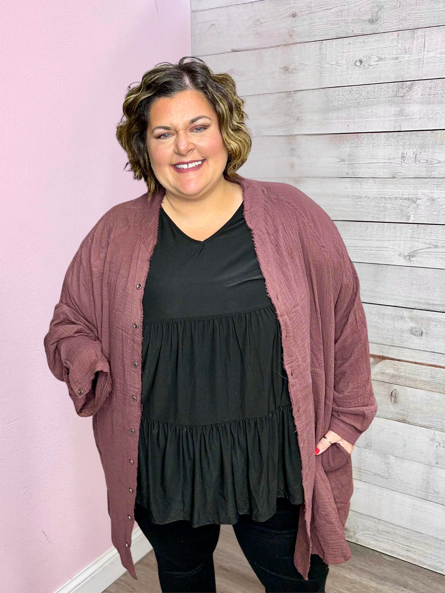 "So Devine" Button Down Tunic Shirt