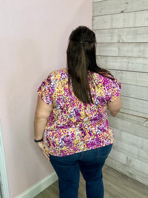 "Brunch With Bestie" Magenta Lizzy Short Sleeve Top