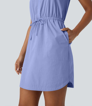 "Worth the Risk" Water Repellent Blue Dress