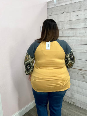 "Need You Back" Mustard Colorblock Top *FINAL SALE*