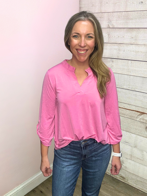 "Happiness" Solid Lizzy Top- Pink