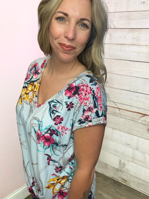 "Planning Ahead" Floral Front Knot Top