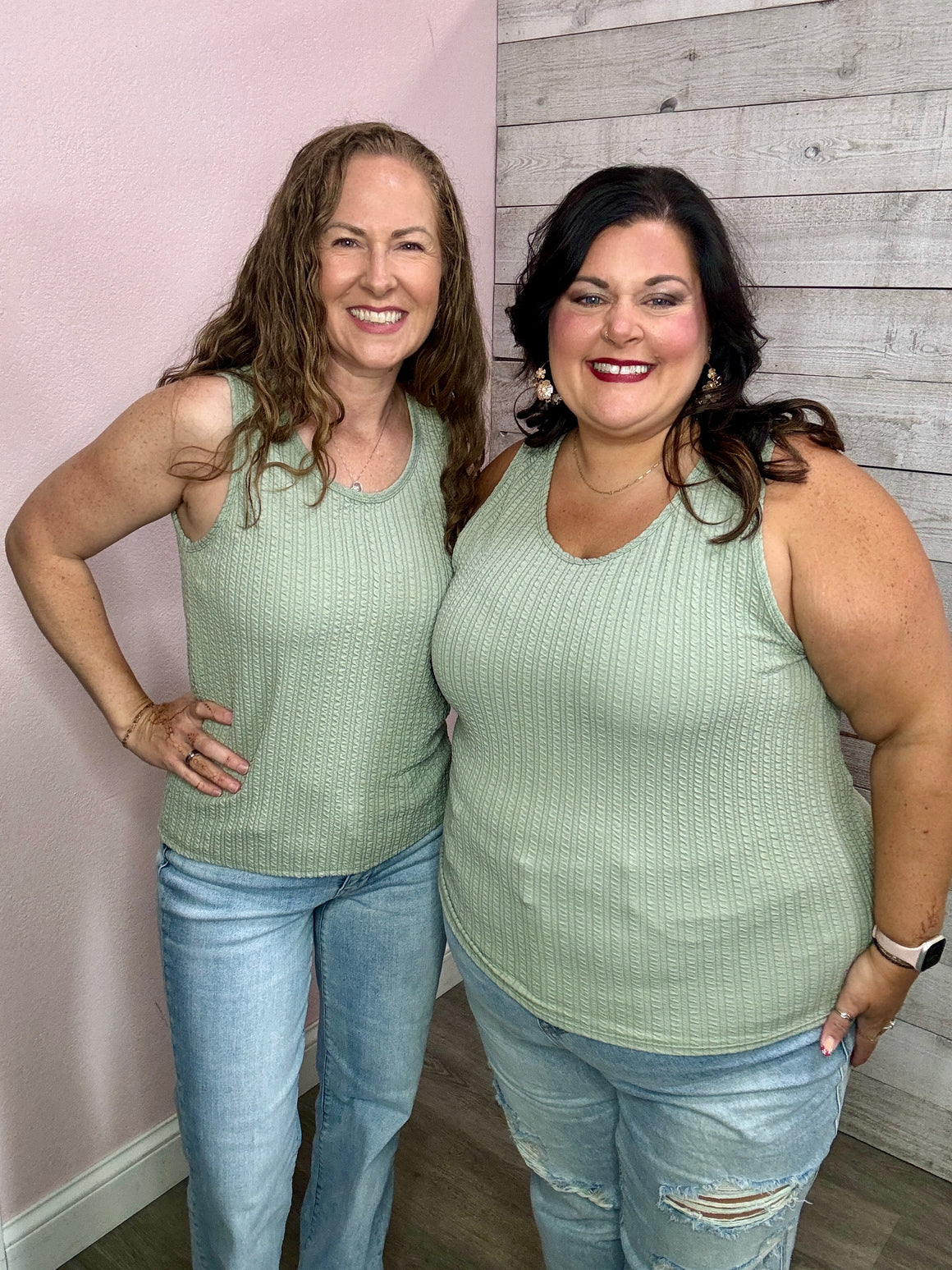 "Summertime" Textured Tank Top- Sage