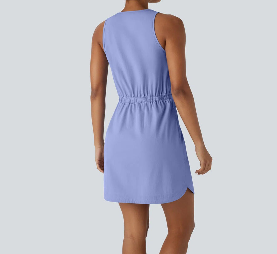 "Worth the Risk" Water Repellent Blue Dress