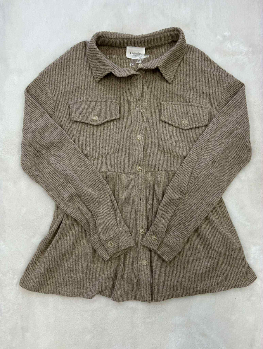 "Back To Work" Oatmeal Babydoll Top