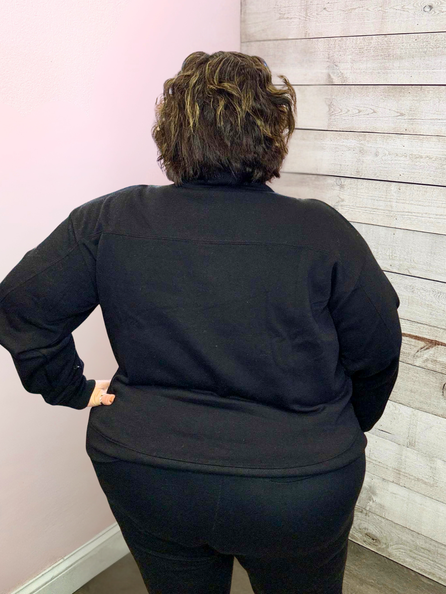 "After Dusk" Half Zip Sweatshirt- Black