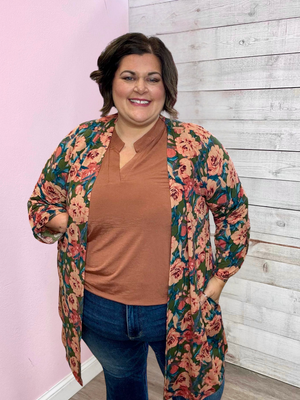 "Canyon Bloom" Olive Floral Lizzy Cardigan