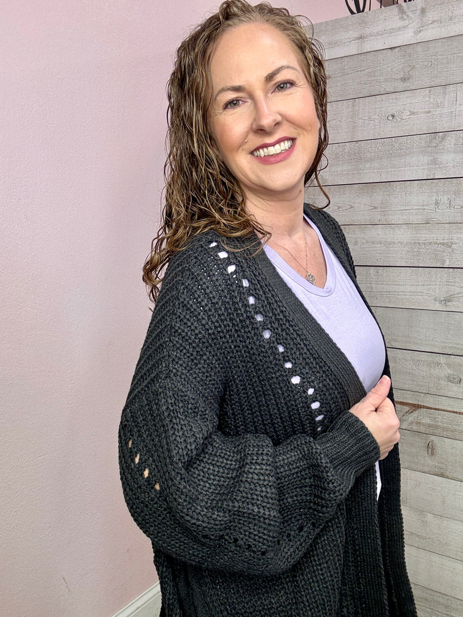 "Lunch Date" Charcoal Cardigan *FINAL SALE*